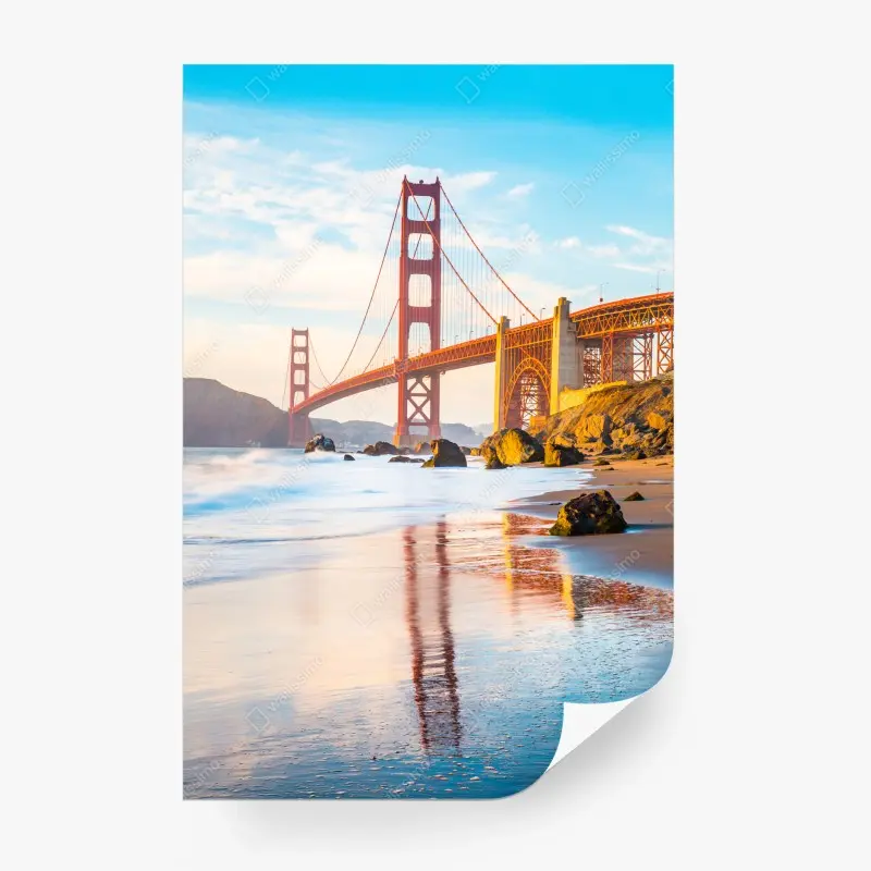Fototapete goldene stunde an der Golden Gate Bridge, Baker Beach