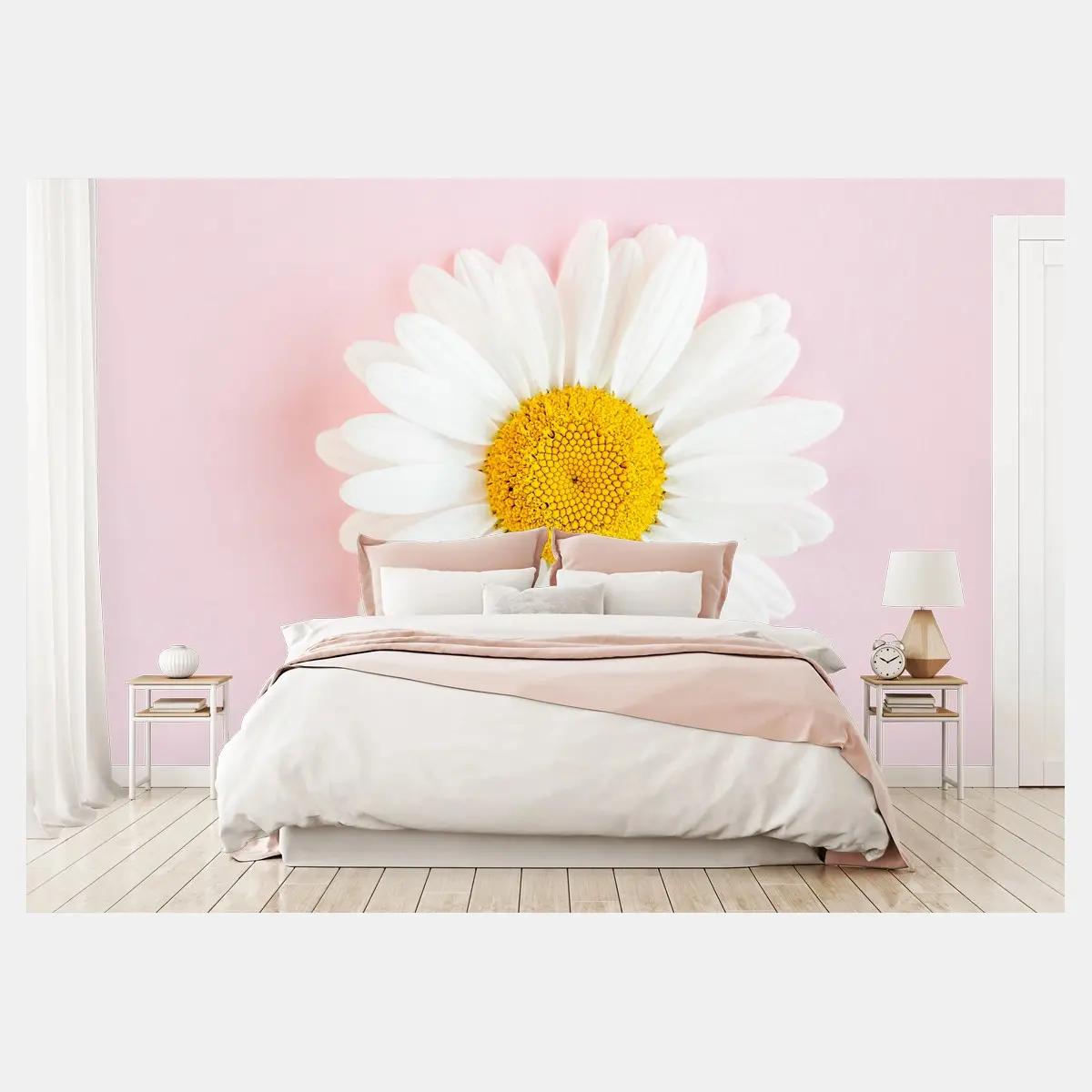 Fototapete weißes gänseblümchen auf pastellrosa hintergrund – Pixers®