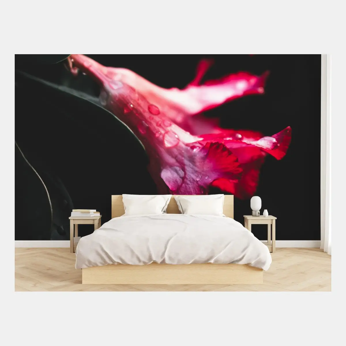 Fototapete rosa trompetenblume mit tau – Pixers®