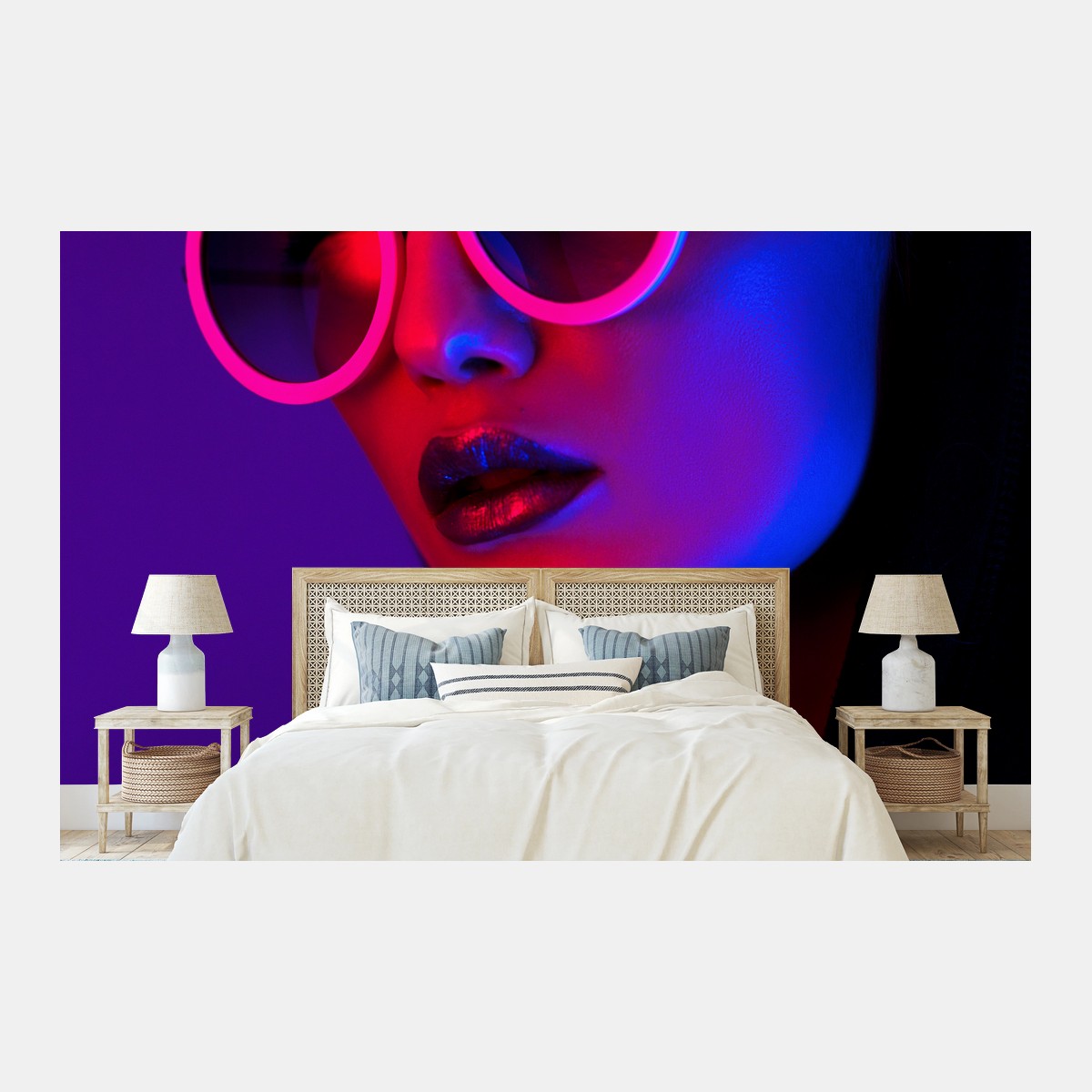 Fototapete neonporträt in pink und blau – Pixers®
