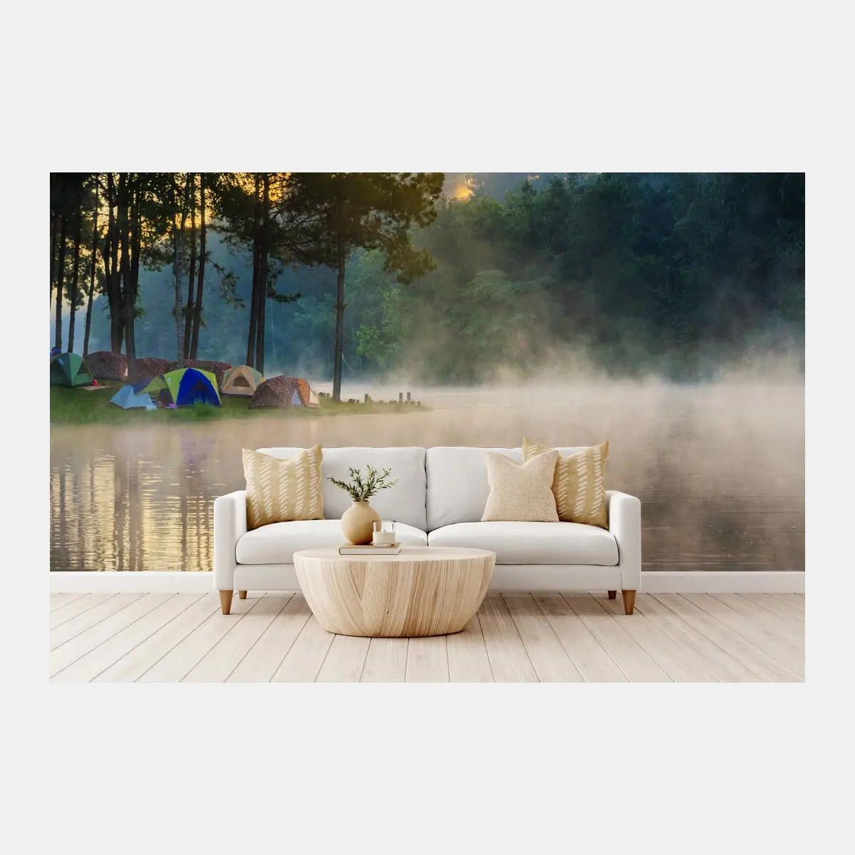 Fototapete morgendlicher nebel am Pang Oung see, Mae Hong Son – Pixers®