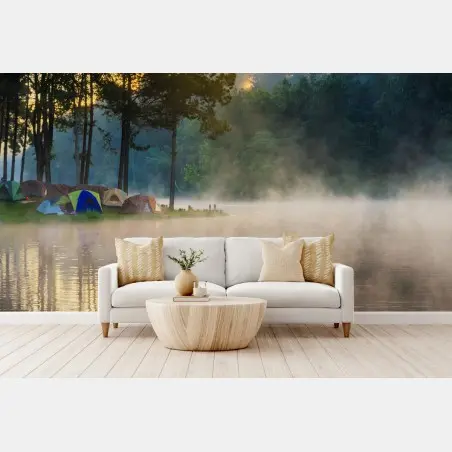 Fototapete morgendlicher nebel am Pang Oung see, Mae Hong Son – Pixers®