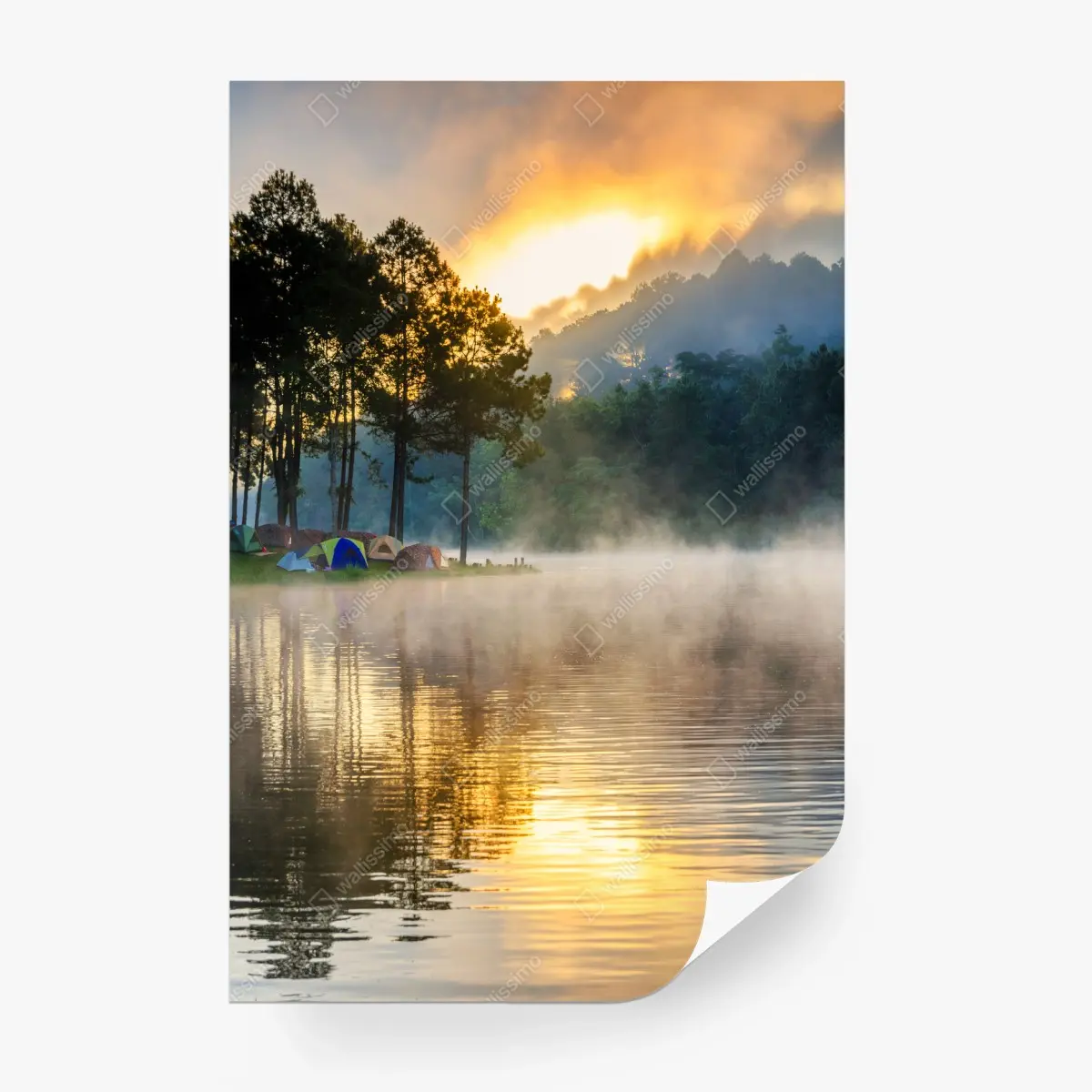 Fototapete morgendlicher nebel am Pang Oung see, Mae Hong Son – Pixers®