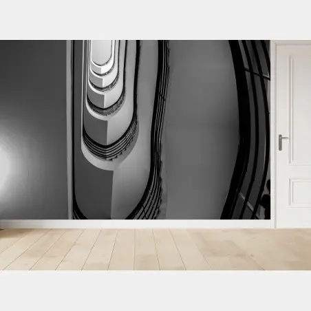 Fototapete spiraltreppe perspektive in schwarzweiß – Pixers®