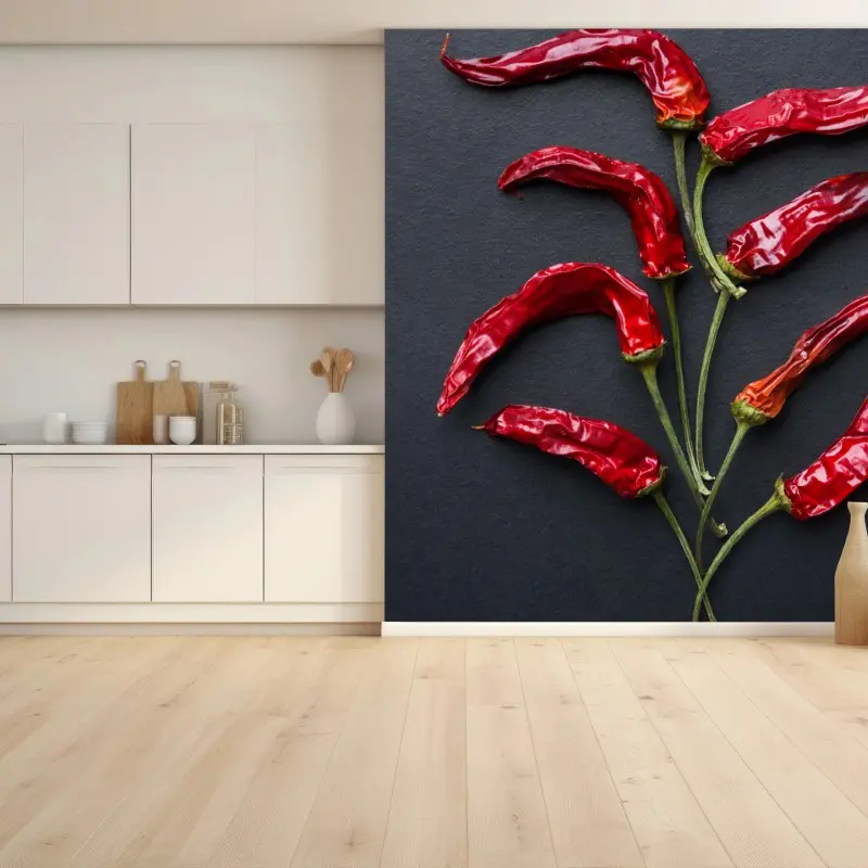 Fototapete kulinarische grafik mit roten chilischoten