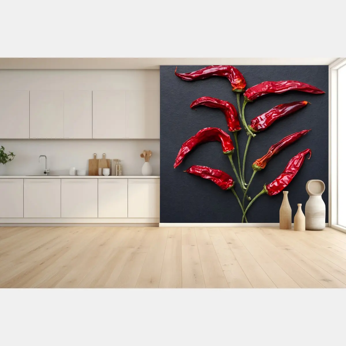 Fototapete kulinarische grafik mit roten chilischoten – Pixers®