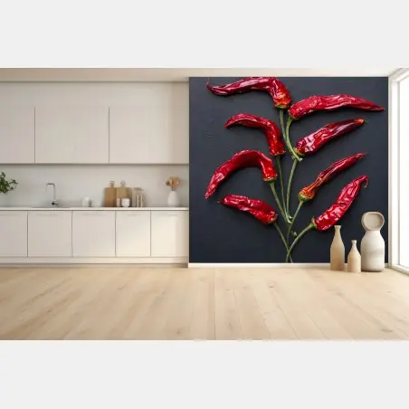 Fototapete kulinarische grafik mit roten chilischoten – Pixers®
