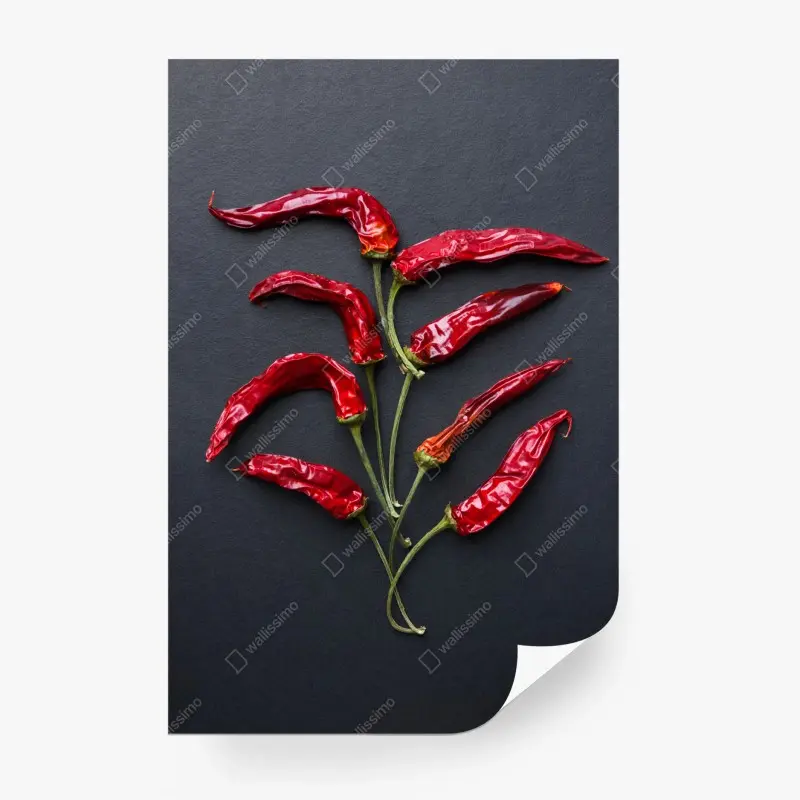 Fototapete kulinarische grafik mit roten chilischoten