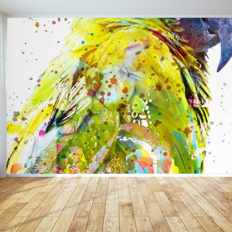 Fototapete lebhaftes aquarell-porträt eines papageis