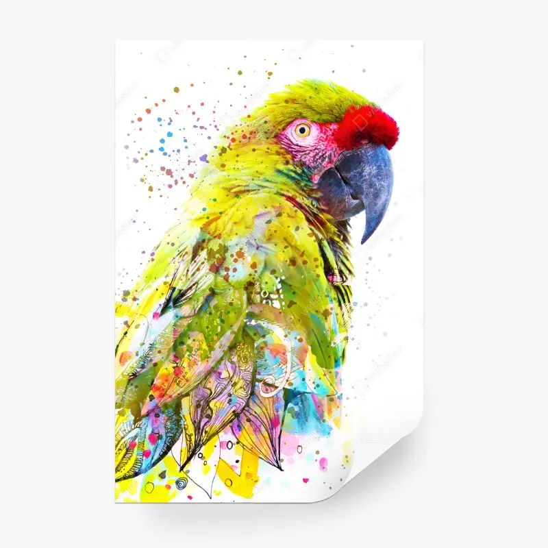 Fototapete lebhaftes aquarell-porträt eines papageis
