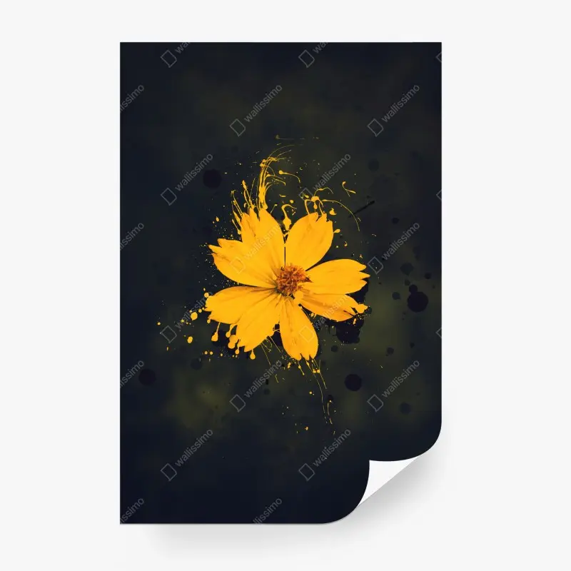 Fototapete leuchtende gelbe blüte auf dunklem hintergrund