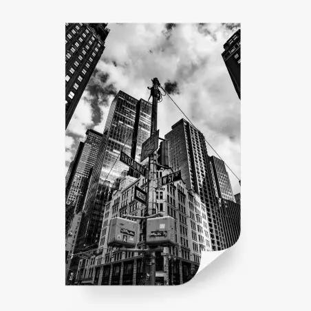 Fototapete Broadway und W 57 St – städtische szene in schwarzweiß – Pixers®