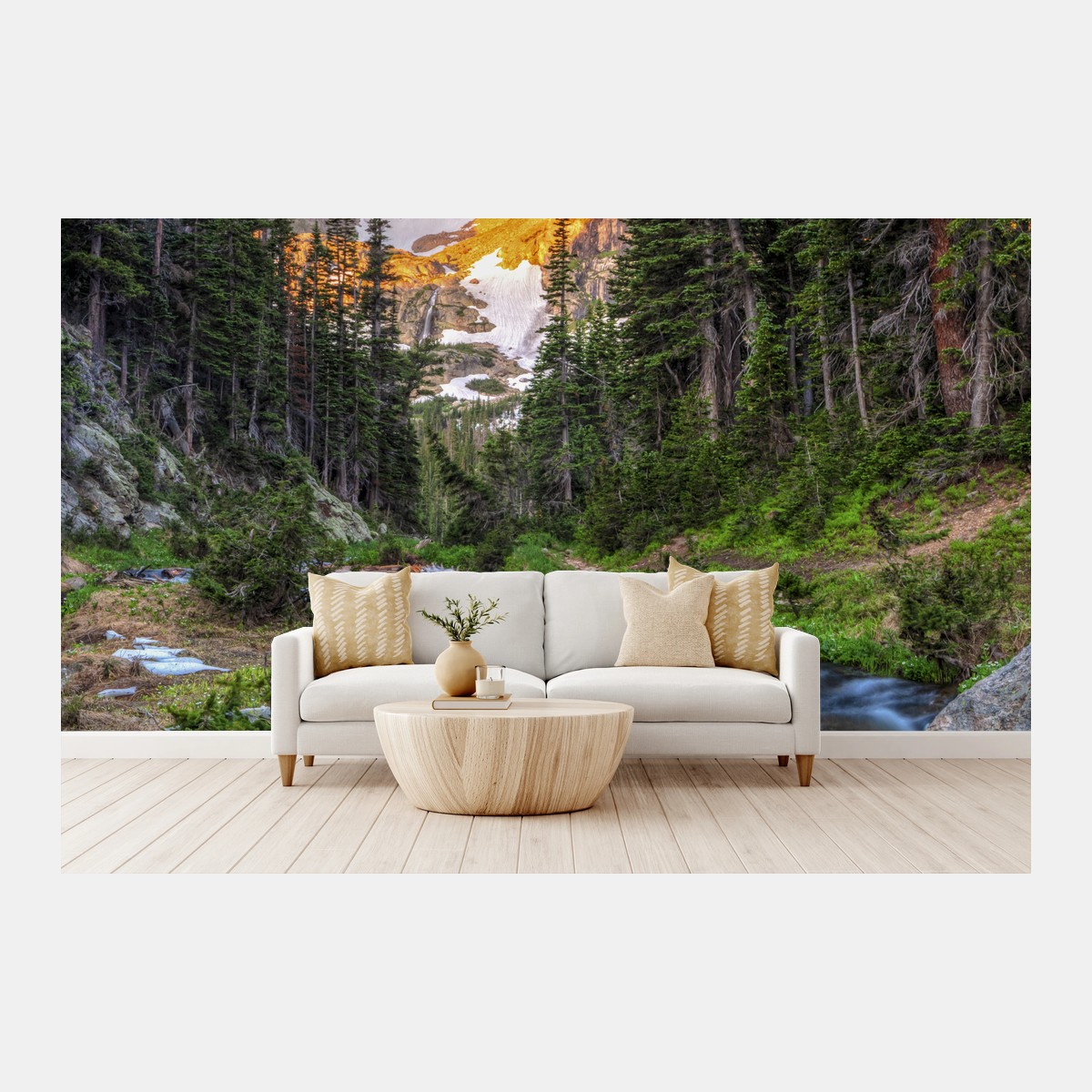 Fototapete goldener gipfel über alpenbach – Pixers®