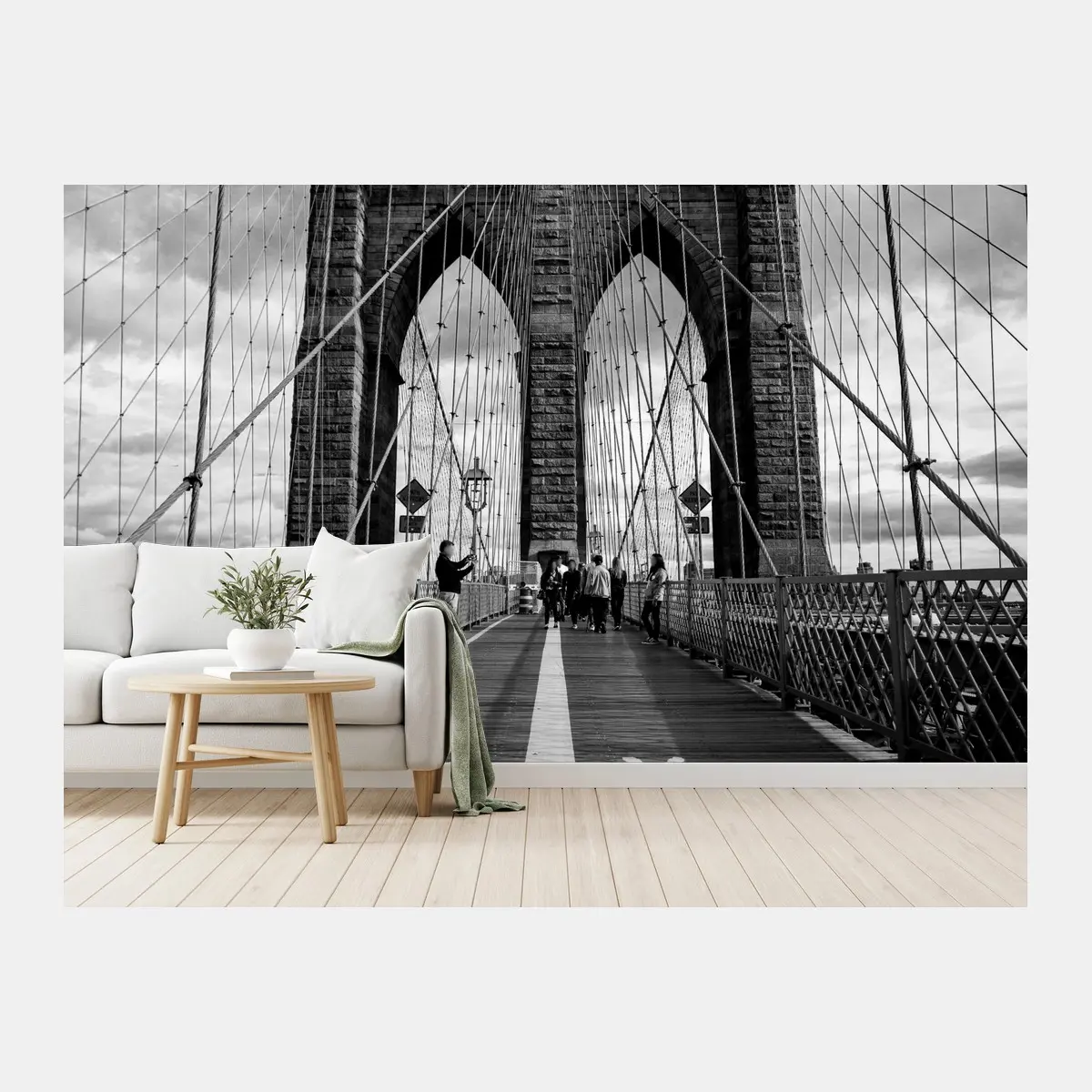 Fototapete Brooklyn Bridge perspektive in monochrom – Pixers®