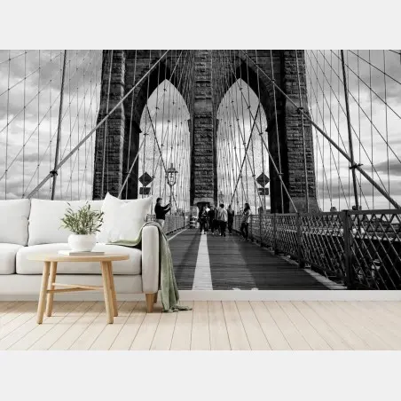 Fototapete Brooklyn Bridge perspektive in monochrom – Pixers®
