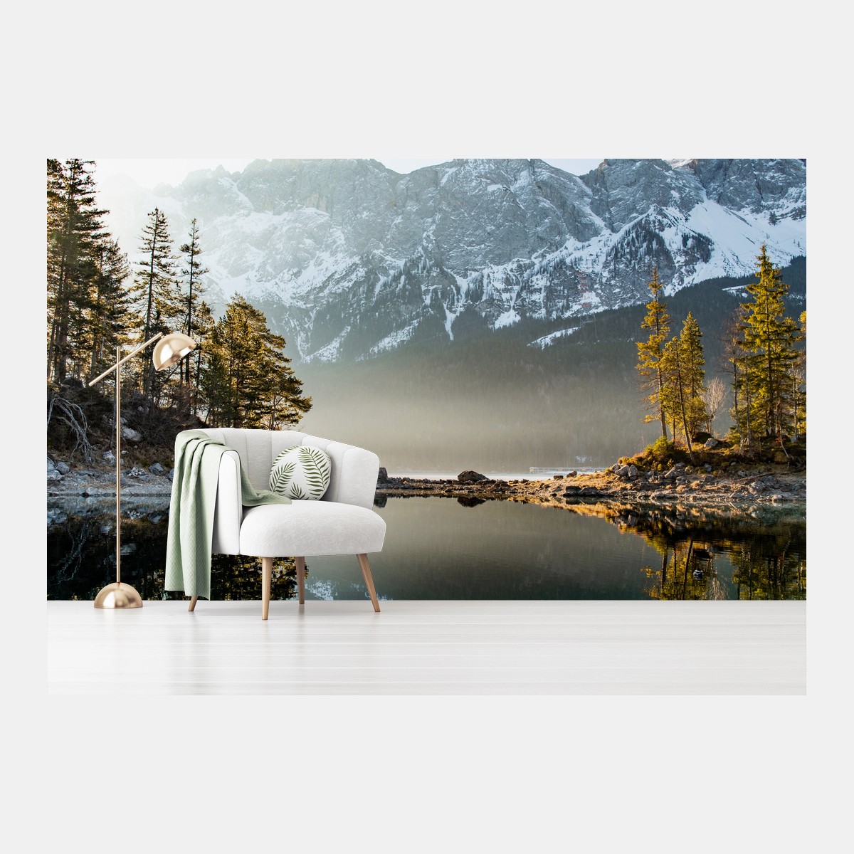 Fototapete bergsee spiegelung bei sonnenaufgang – Pixers®