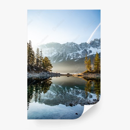 Fototapete bergsee spiegelung bei sonnenaufgang – Pixers®