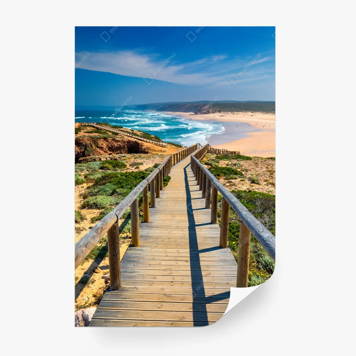 Fototapete holzsteg zur Praia da Bordeira – Pixers®