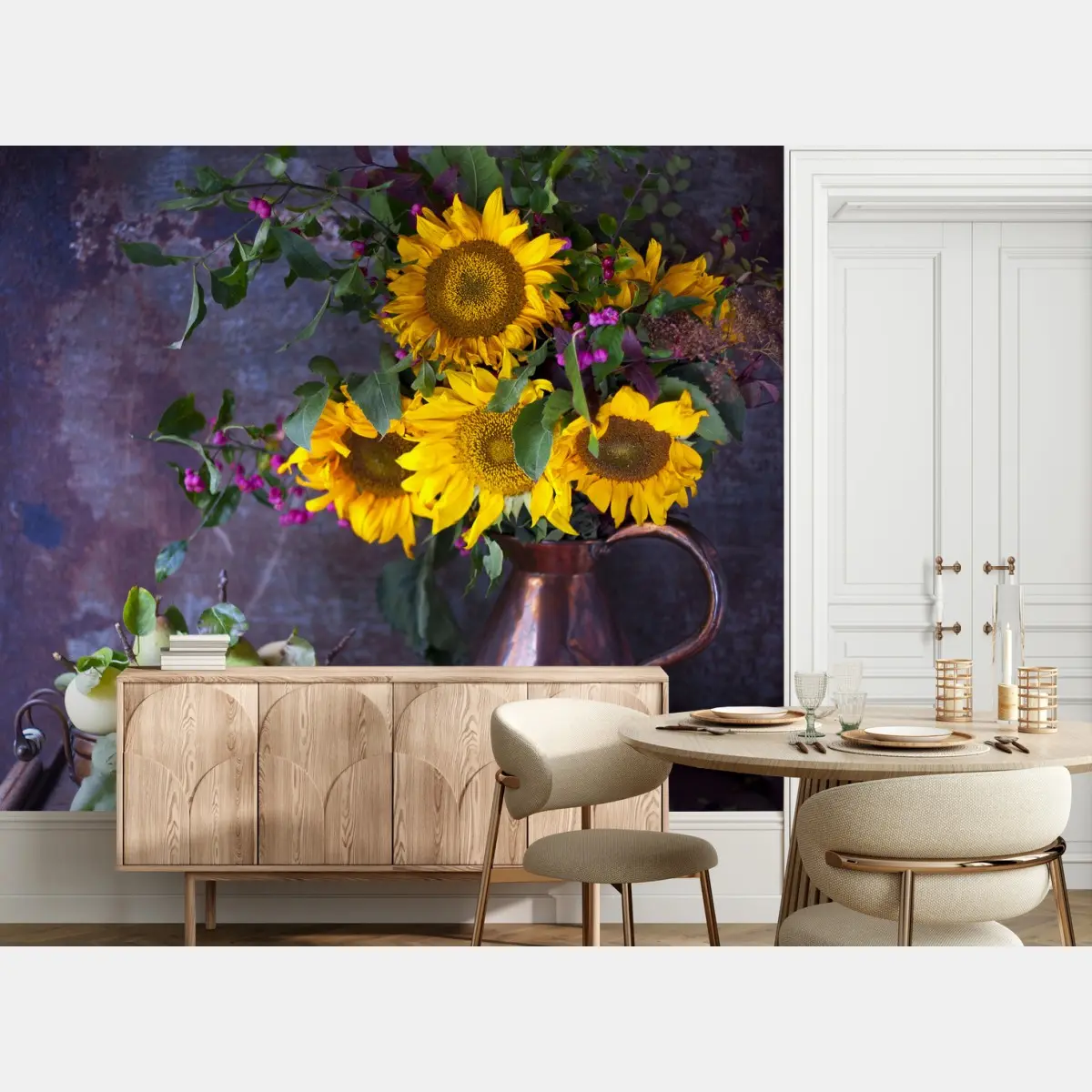 Fototapete sonnenblumen und birnen stilleben – Pixers®