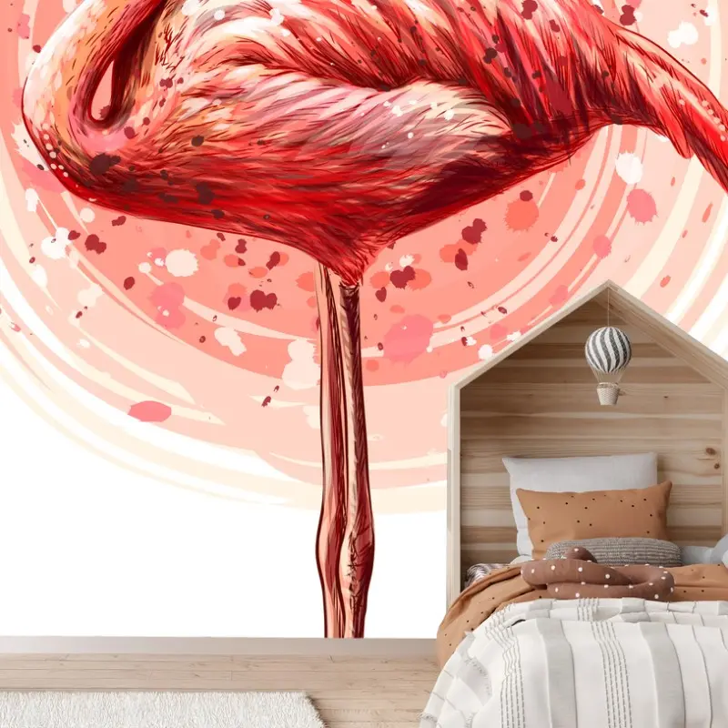 Fototapete zarte rosa flamingo aquarell-illustration
