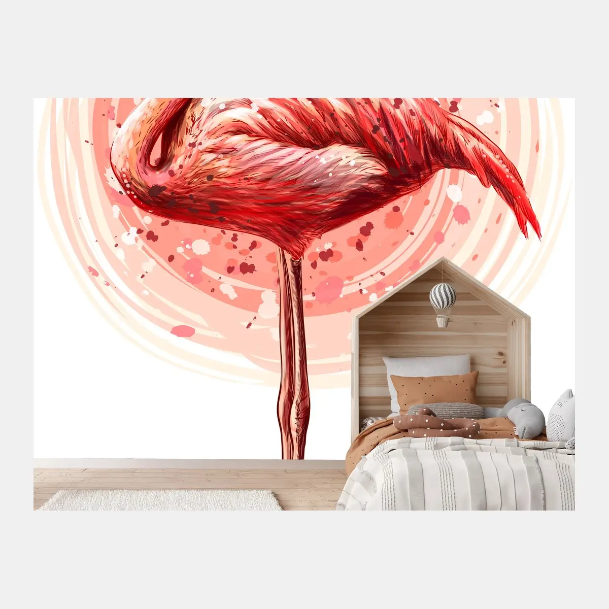 Fototapete zarte rosa flamingo aquarell-illustration – Pixers®