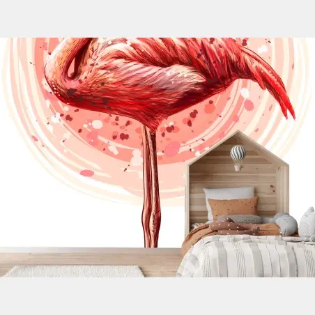 Fototapete zarte rosa flamingo aquarell-illustration – Pixers®