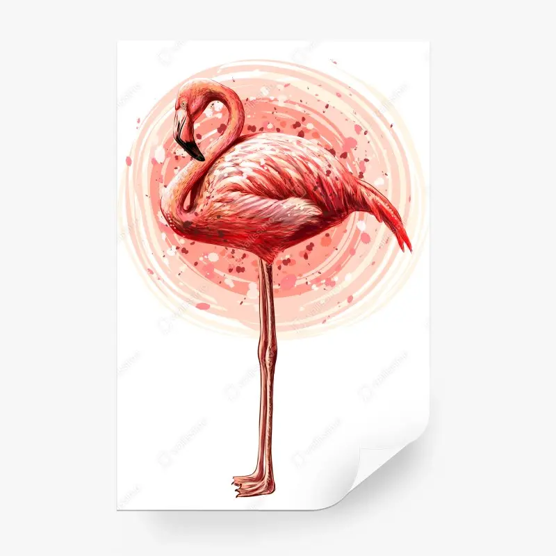 Fototapete zarte rosa flamingo aquarell-illustration