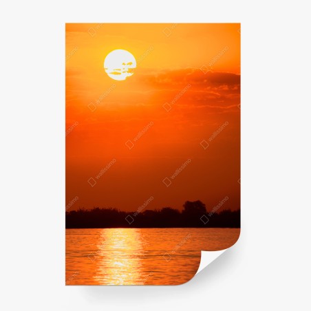 Fototapete goldener sonnenuntergang über ruhigem see – Pixers®
