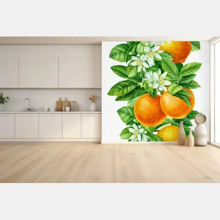 Fototapete zitrusblüten und reife orangen – Pixers®