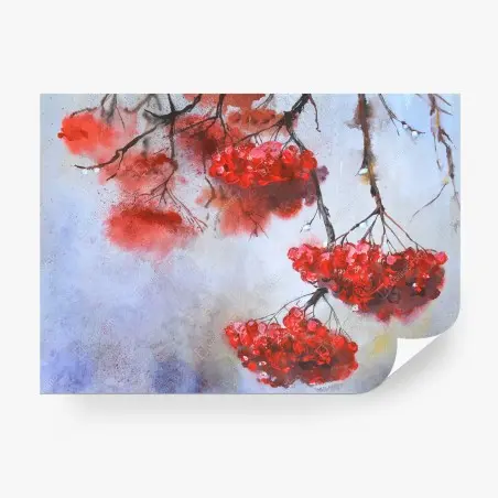 Fototapete aquarell rote beeren an zweigen – Pixers®