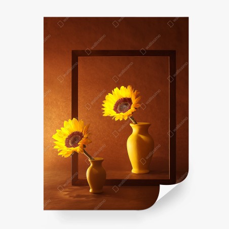 Fototapete stillleben mit sonnenblume in gelber vase – Pixers®