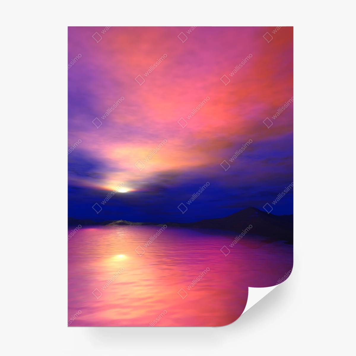 Fototapete ruhiger sonnenuntergang über dem bergsee – Pixers®