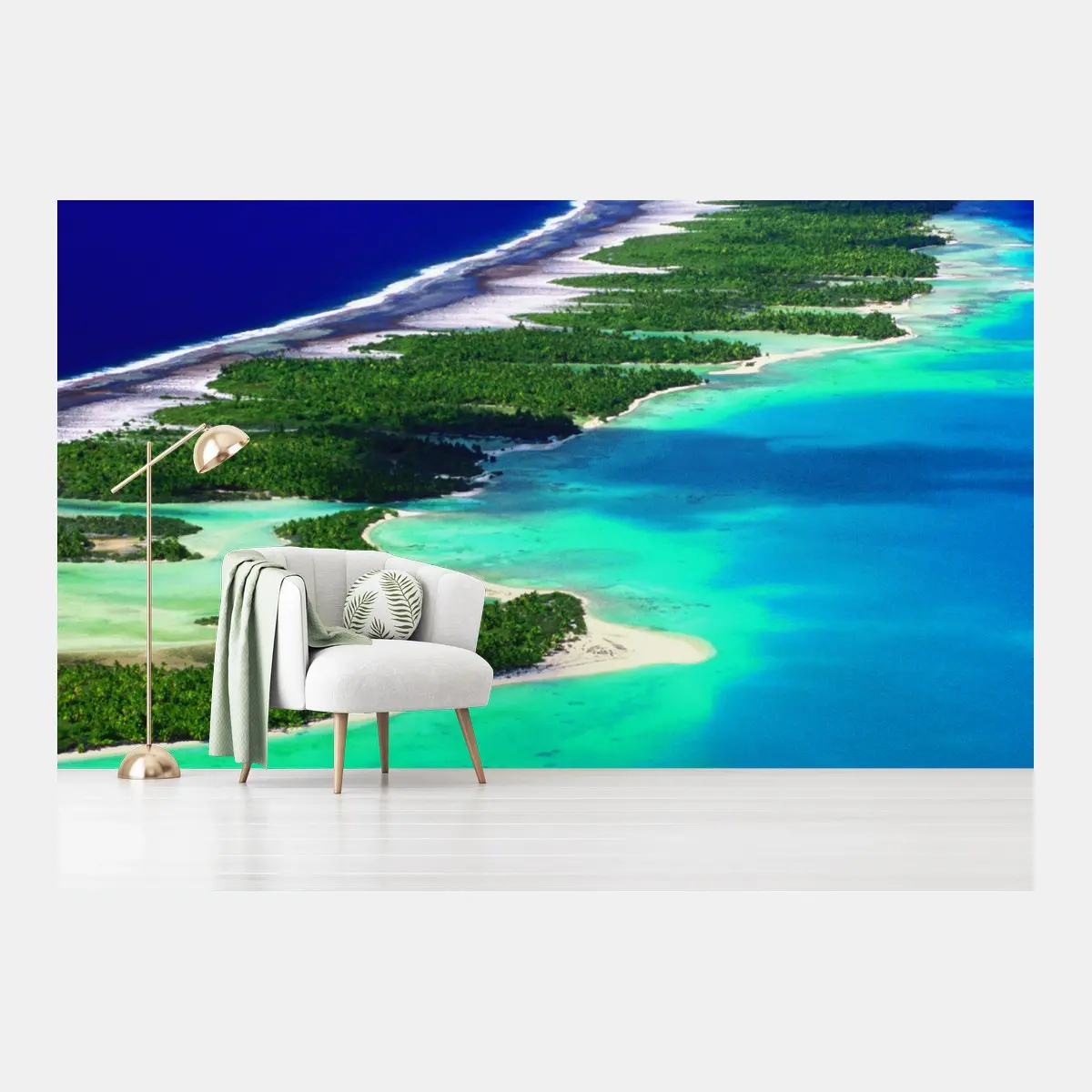 Fototapete luftaufnahme eines türkisfarbenen atolls – Pixers®