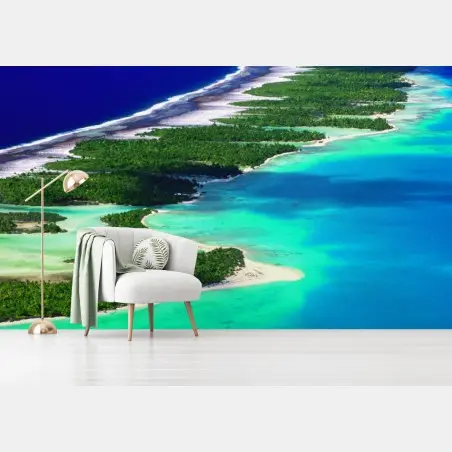 Fototapete luftaufnahme eines türkisfarbenen atolls – Pixers®