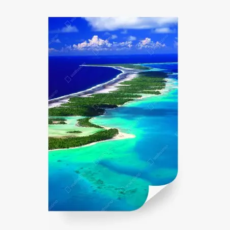 Fototapete luftaufnahme eines türkisfarbenen atolls – Pixers®