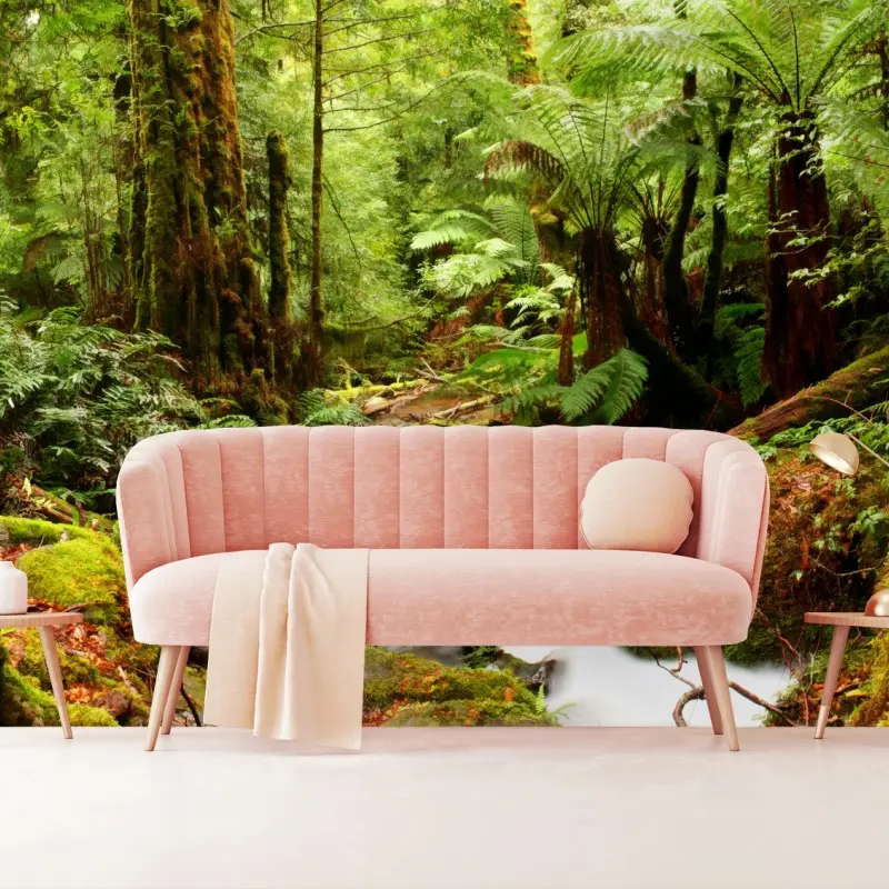 Fototapete üppiger moosbewachsener regenwaldbach in Victoria