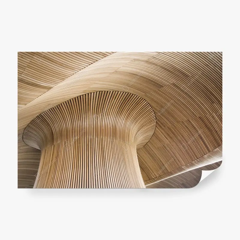 Fototapete skulpturale holzdecke mit wellenform