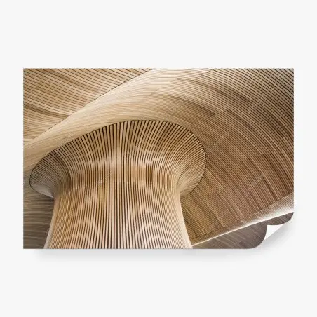 Fototapete skulpturale holzdecke mit wellenform – Pixers®
