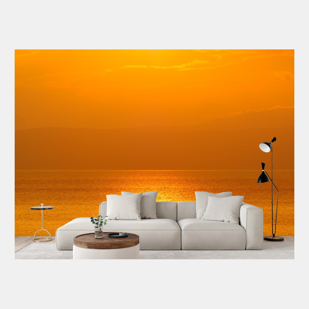 Fototapete goldener sonnenuntergang über dem meer – Pixers®