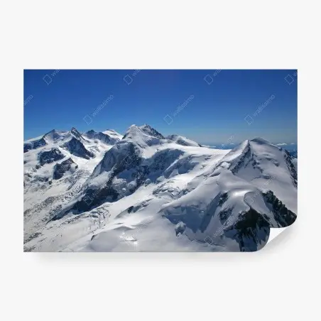 Fototapete schneebedeckte Alpenberge unter klarem blauem himmel – Pixers®