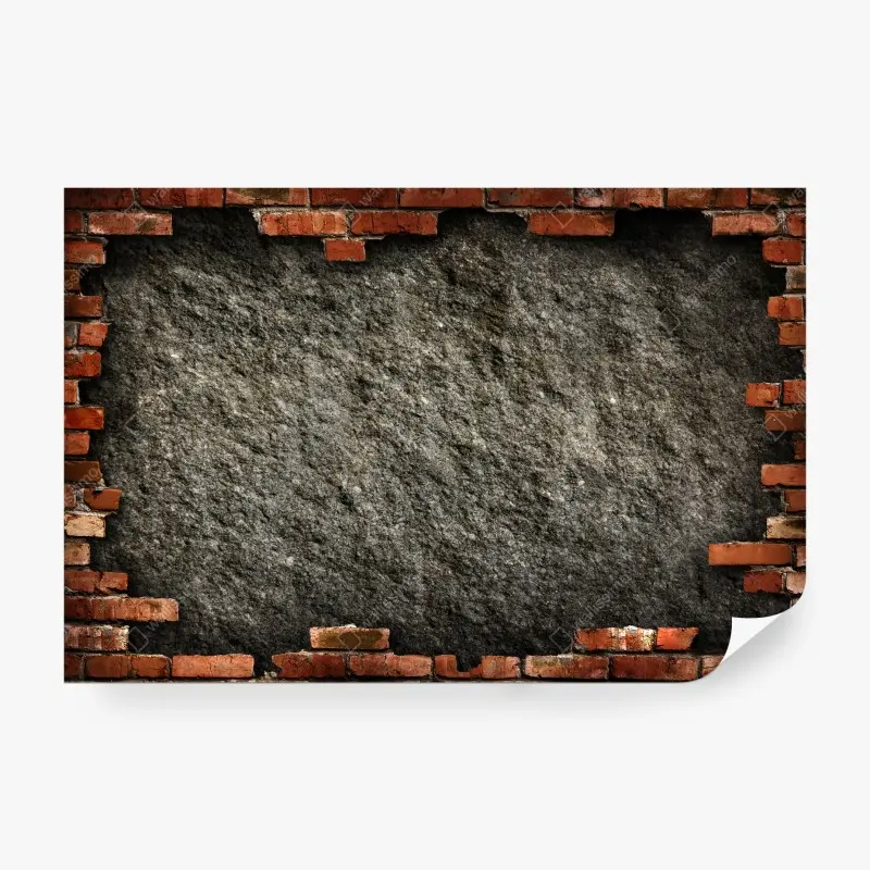 Fototapete raue betonwand mit rotem ziegelrahmen