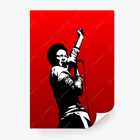 Fototapete markante sänger-silhouette auf rotem hintergrund – Pixers®