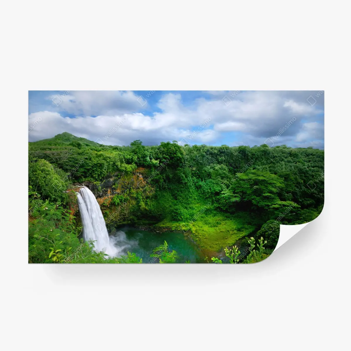 Fototapete üppiger wasserfall auf Hawaii – Pixers®