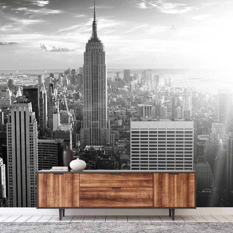 Fototapete schwarzweiß skyline von Manhattan