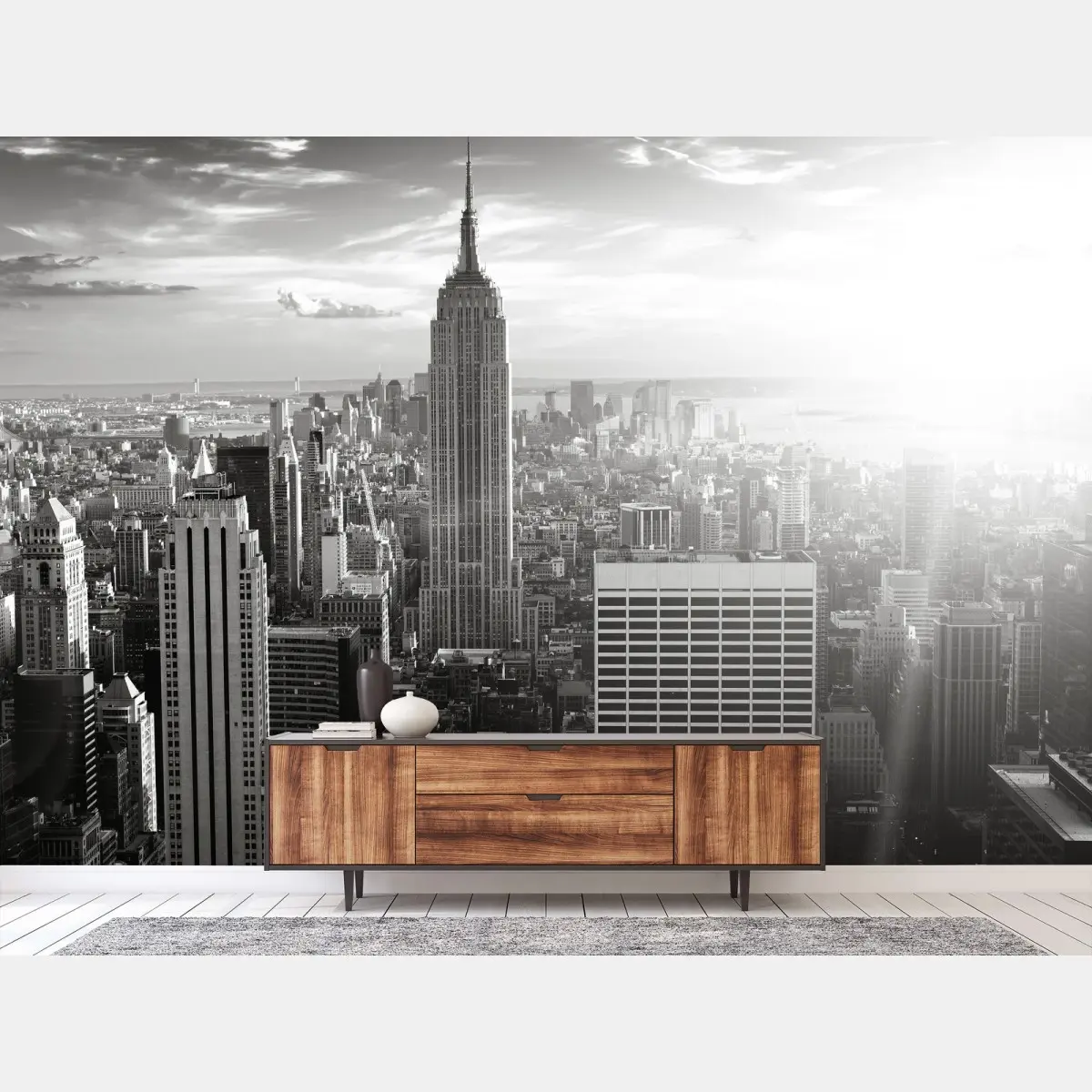 Fototapete schwarzweiß skyline von Manhattan – Pixers®