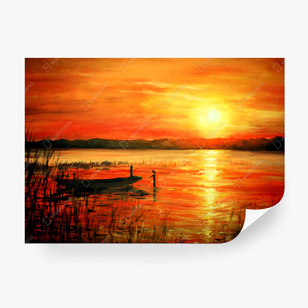 Fototapete goldener sonnenuntergang über einem ruhigen see – Pixers®