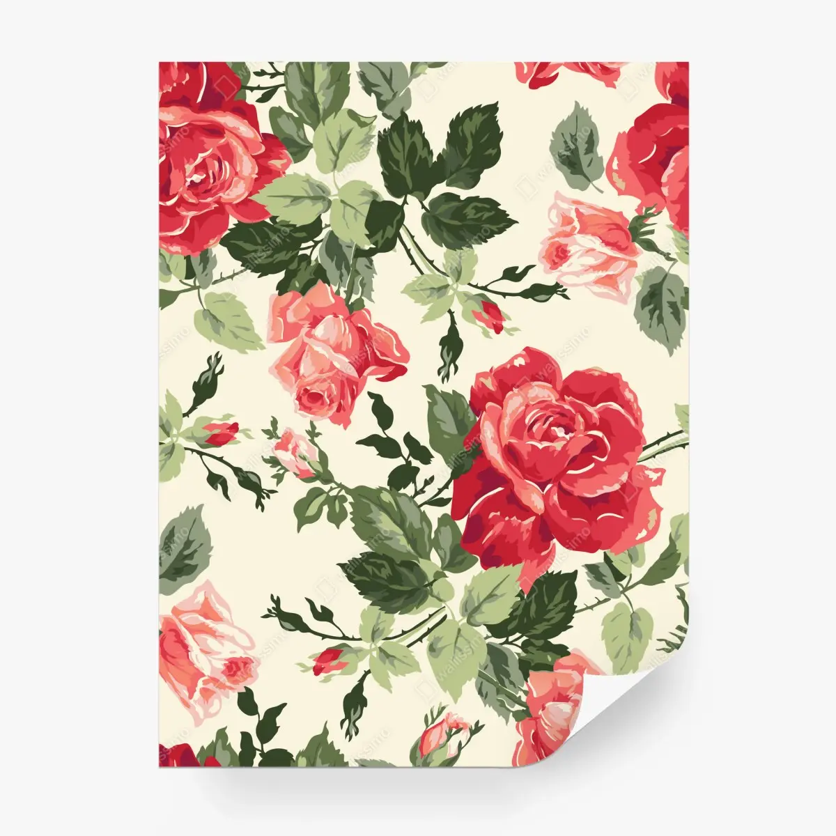 Fototapete vintage rosenmuster – Pixers®
