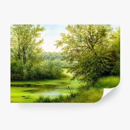 Fototapete friedlicher sommersee im wald – Pixers®