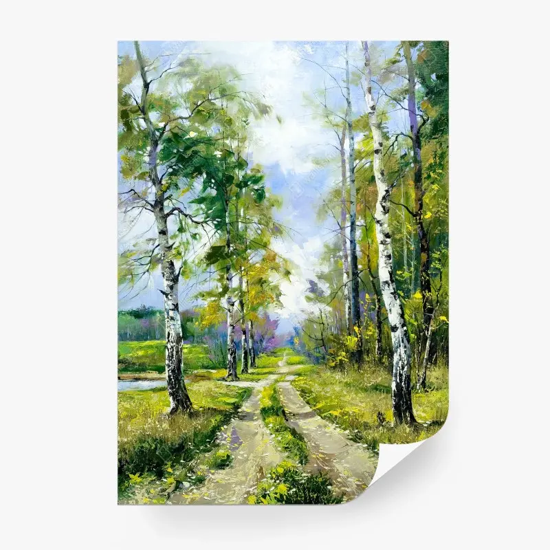 Fototapete frühlingsweg im birkenwald