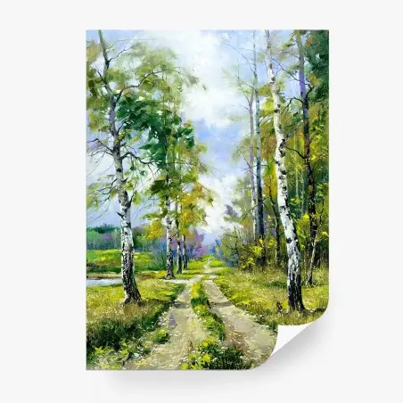 Fototapete frühlingsweg im birkenwald – Pixers®